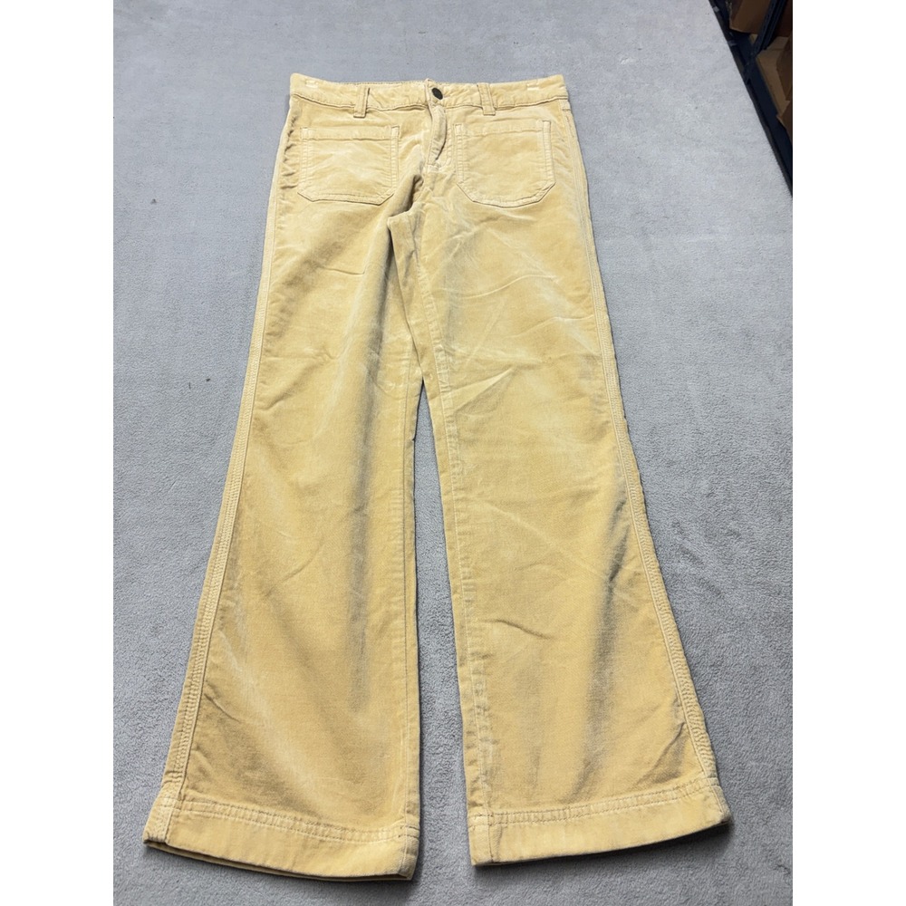 Free People Mustard Yellow Corduroy Flare Wide Leg Patch Pocket Pants Size 6